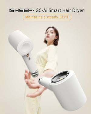 ISHEEP High Speed Mini Portable Travel Hair Dryer - 3.7 Billion Negative Ionic 130000 RPM Motor Self-Cleaning &amp Intelligent Constant Temperature Control for Frizz-Free Salon-Quality Results