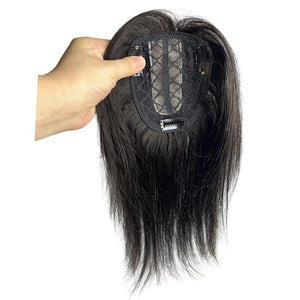 Invisible Human Hair Toppers For Women Clip In Toppers With 3D Air Bangs Fringe Straight 10x11cm Middle Part PU Scalp Wiglets Hairpieces Increase Hair Volume (30cm Black)