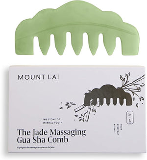 Mount Lai Hand-Carved Natural Jade Gua Sha Scalp Comb ? Scalp Massager &amp Scraping Guasha Tool for Relaxation Blood Circulation &amp Cooling
