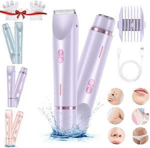 2 in 1 Bikini &amp; Body Trimmer, 2026 New Electric Dual Head Shaver Bikini Trimmer for Women, Silky and Painless, Wet and Dry Removable Head Razor, Ipx7 Waterproof