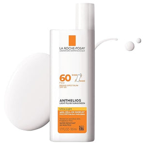La Roche-Posay Anthelios Light Fluid Facial Sunscreen SPF 60 Lightweight Sunscreen For Face Fluid Texture Broad Spectrum SPF + Antioxidants Oil Free &amp Oxybenzone Free Travel Size 1.7 Fl. Oz.