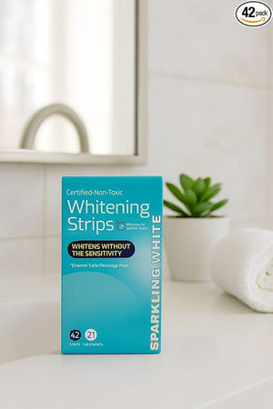 Sparkling White Professional Teeth Whitening Strips Non-Toxic Enamel Safe Peroxide Free 42 Strips 21 Treatments