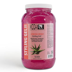 MODA - Strong Hold Styling Hair Gel - Nourishes and Repairs with Glycerin Keratin Panthenol Collagen and Vitamin E - Maximum Hold Long-Lasting for All Hair Types - 128 Oz