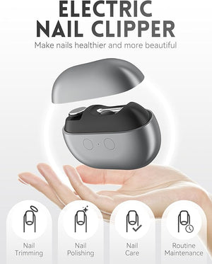 Electric Nail Clippers for Seniors 3 in 1 Smart Nail Clipper for Extra Hard/Thick Hands Feet Nails Polishing Clipper with Light for Limited Mobility People (White)