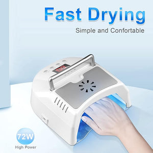Professional UV Led Nail Lamp Cordless 72W UV Lights for Gel Nails with Fan IMENE Rechargeable Nail Dryer with Portable Handle Perfect for Salon Home Nail Art (White)