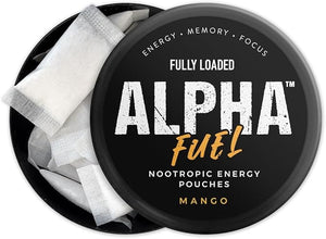 Fully Loaded Alpha Fuel Nootropic Pouches (Mango Fuel) - 5 cans 15 Pouches per can - Energy Pouches containing Caffeine and nootropic Blend