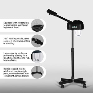 Professional Facial Steamer with Hot Mist Face Steamer Machine for Esthetician Home Salon Spa Facial Cleaning (Black)