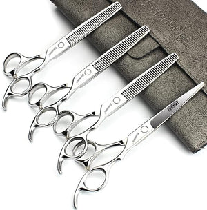 SHARONDS 6.5 Inch Stainless Steel Professional Barber Scissors Hair Thinning Scissors Hairdresser or Home Hairdresser Variant/Hybrid Scissors (6.5 inch-4pc)