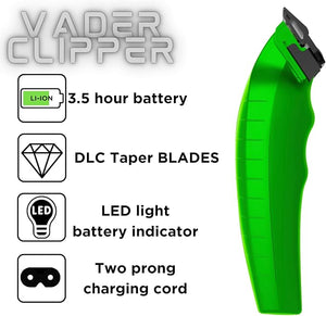 Supreme Trimmer Vader Clipper with DLC Taper Blade STC5098 | 210 Min Run Time 7500 RPM Hair Trimmer | Professional Brushless Motor Barber Clipper | Acid