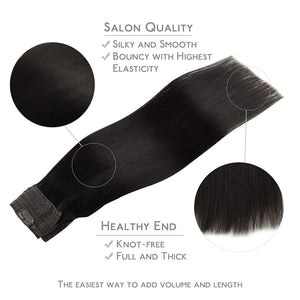 WENNALIFE Wire Hair Extensions (Increase 50% Lifespan) Real Human Hair 18 inch 95g Natural Black Remy Hair Invisible Transparent Wire Fish Line Straight Reusable Natural Extensiones De Cabello Humano