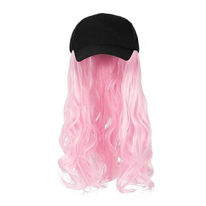 Women Baseball Cap Wig Long Curly and Wavy Wig Sunshade Baseball Cap Integrated Wig Cap Women's Wig Cap