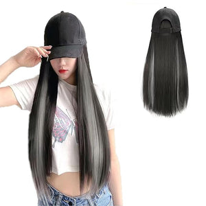 Women's Hat wig Duck Tongue hat collarbone Hair Straight hair inner Buckle wig Baseball Cap Sun Hat Wave Curly Hair