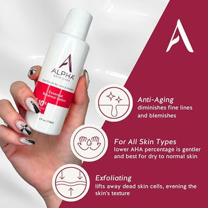 Alpha Skin Care Essential Renewal Lotion, 10% Glycolic AHA, Anti-Aging Formula, Reduces Lines &amp; Wrinkles, Alpha Hydroxy Acid Exfoliates for Smoother Skin, Normal to Dry Skin, 4 Oz, Pack of 3