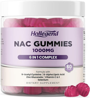 6 in 1 NAC Gummies Chewable N Acetyl Cysteine 1000mg Supplement for Kids &amp Adults with ALA Zinc Vitamin C &amp E Selenium Support Antioxidant &amp Immune System Blueberry Flavor Sugar Fr