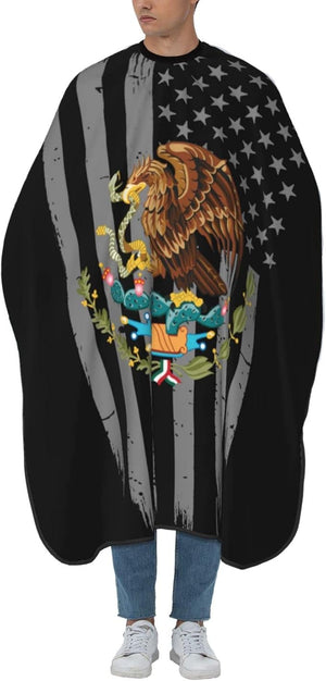 Usa Mexico Flag Salon Barber Cape For Men/Women - Professional Hairdressing Waterproof Hair Cutting Cape With Adjustable Snap Closure-Haircut Apron For Hair Stylist And Home Use-55''X66''