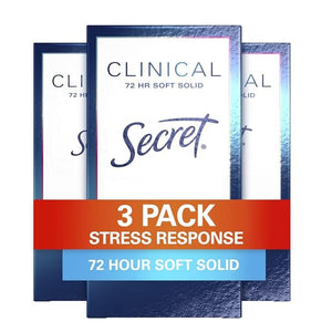 Secret Antiperspirant Clinical Strength Deodorant for Women Soft Solid Stress Response 1.6 Oz (Pack of 3)