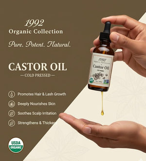Tropic Isle Living 2x 1992 Organic Collection Castor Oil 2oz/60ml Bundle with Jamaican Black Castor Oil Light Blend 4oz ? Nourishing oils for hair and skin hydration ? Gift Set (3 Items)