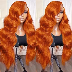 Wear And Go Orange Colored 9x6 Glueless Lace Wigs Human Hair Pre Cut For Beginners Ginger Body Wave Lace Front Wigs Human Hair For Women HD Lace Closure Colored Glueless Wig