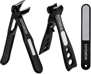 Nail Clippers for Seniors Wide Jaw Fingernail Clippers and Angled Head Toenail Clippers for Thick Nail Professional German Nail Clippers for Men Women &amp Pregnant (Black 3)