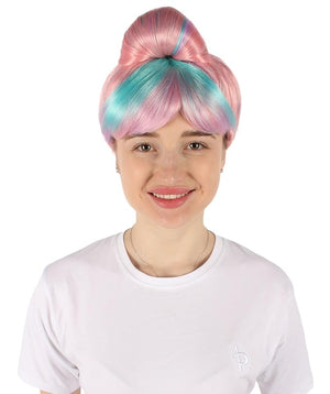 Women's Premium Bun Wig - Adjustable Capless Hair extensions with Realistic Synthetic Fibers - Multi-Color Elegant Bun Hairpiece for Halloween Cosplay, and Everyday Wear, Mixed Pink