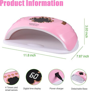 UV LED Nail Lamp for Two Hand 248W Large Space UV Light for Nails45 LED Beads and Professional Manicure Nail Lamp with Automatic Sensor (Pink)