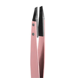 Rubis Classic Techno Stainless Steel Tweezers for Precise Eyebrows and Hair Removal Slanted Polymer Tips 1KS108 PinkRubis Switzerland Swiss Made World Renowned Precision