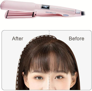 Professional Hair Corrugated Iron for VolumizingCeramic Hair Straightener with Temperature Adjustable and LCD Display Long-Last Styling Flat Iron