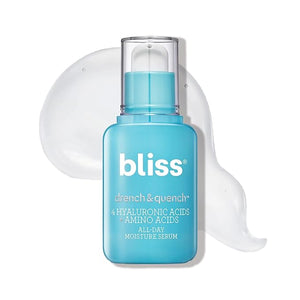 Bliss Hyaluronic Acid Drench &amp Quench Facial Serum ? Hydrating Serum for Dry Sensitive Skin - Lightweight Gel Formula for Deep Hydration &amp Plump Skin - Clean Cruelty-Free - 1 Fl Oz