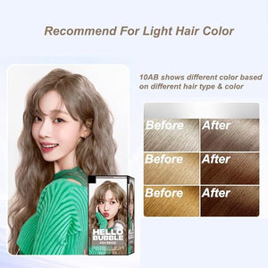 1PC New Hello Bubble Color Dyeing Kit, Easy Hair Dyeing Kit Vanilla Mermaid Rose Bubble Color Dying Kit, Change Your Hair Color At Home! (10AB, 3.52 Oz)