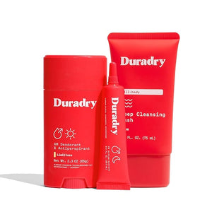Duradry 3-Step System ?Fights Excessive underarm sweatHyperhidrosis Block Sweat&amp Odor ?Antiperspirant Stick Sweat Control Minimizing Gel &amp Deodorizing Body Wash ? Limitless (Cool Citrus + C