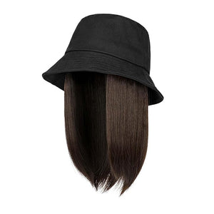 Women's baseball cap wig detachable duckbill cap collarbone wig fisherman's cap wig sun visor cap fake straight hair