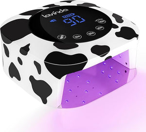 Lavinda LED Nail Lamp UV Light for Gel Nails Cordless Rechargeable UV Lamps Nail Light with 4 Timer 2X Faster Professional Gel Polish Curing Nail Dryer for Salon Use-Cow Print
