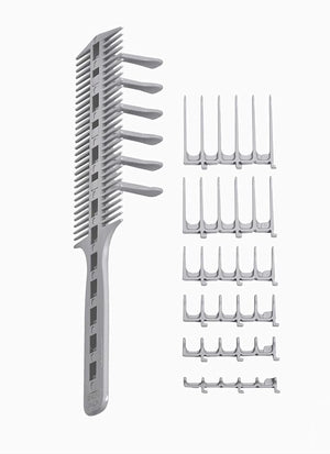 Scissor Clipper Over Comb - Barber Home Haircutting Guide Set (Classic Set Gray)