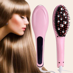Hair Straightener-Hair Electric Comb Brush 3 in 1 Ceramic Fast Hair Straightener For Women's Hair Straightening Brush with LCD Screen Temperature Control Display Hair Straightener For Women (PINK)