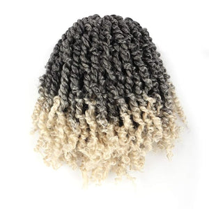 Pre-Twisted Passion Twist Crochet Hair for Black Women Passion Twist Hair Pre Looped Bohemian Braids 10 Inch 7 Packs Ombre Gray to Blonde Short Bob Curly Braiding Hair Extensions(10-7PTGray/613#)