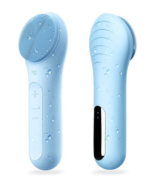 N?graCoola Electric Facial Cleansing Brush - Waterproof and Rechargeable Exfoliates Cleanses and Massages Skin - Light Blue