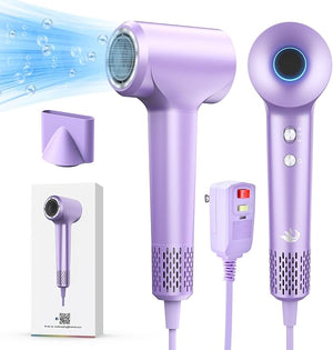 KARFUN Hair Dryer 110000 RPM High-Speed Brushless Motor Fast Drying Blow Dryer 57dB Low Noise Hair Dryer for Home or Travel 3 Temps &amp 2 Speeds (Purple)