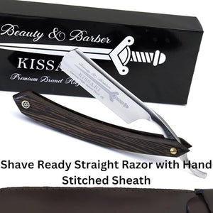 Shave Ready Straight Razor - Straight Edge Razor with Wenge Wood Scale &amp; Sheath ? Sharp, High Speed Steel Straight Edge Razors for men, Classic Barber Accesories