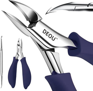 DEOU Podiatrist Toenail Clippers Ingrown Toenail Tools for Thick Nails and Inlaid NailsManicure and Pedicure ClippersHeavy Duty Nail Clippers Pedicure Tools (Dark Blue+Nail Remover)