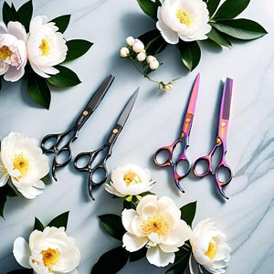 12 PCS Hair Cutting Scissors Kit, Hairdressing Scissors Set with Thinning Shears for Men, Women, Adults, Kids - Rainbow