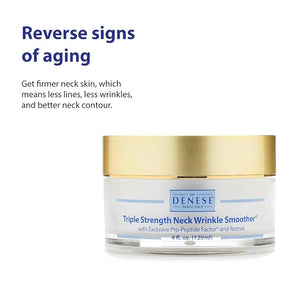 Dr. Denese Triple Strength Neck Wrinkle Smoother 4 oz ? Firming Cream with Triple Amount of Peptides Compared to Industry Standards ? Retinol &amp Hyaluronic Acid for Hydrating Power - Paraben Free