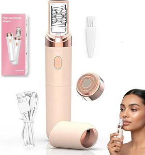PluxyEpil Pro 3.0 Women Face Epilator ? 2-in-1 Hair Removal Gentle &amp Painless Hair Remover for Upper Lip Chin Eyebrows &amp Cheeks (Pink)