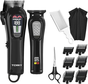 Hair Clippers Professional Cordless for Men Barber Clippers for Hair Cutting Kit Wireless LCD Display Hair Trimmers Set Rechargeable Haircut Machine for Family (Black)