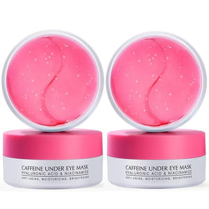 Enaskin Naturals Under Eye Patches for Dark Circles: 60 Pairs Caffeine Eye Gels Mask - Reduce Wrinkles Puffy &amp Bags - Skin Treatment Pads - Anti Aging Moisturizer For Women (Pink 2 Pack)