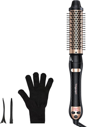 3-in-1 Thermal Brush for Blowout Look, 1.5 inch Heated Round Brush with Ion Detachable Heated, Makes Hair Straightening and Smoother Get Natural Curls, Dual Voltage for Travel, Quick&amp;Easy