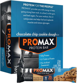 Promax Protein Bar Chocolate Chip Cookie Dough 20g High Protein Gluten Free 12 Count