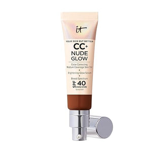 IT Cosmetics CC+ Nude Glow - Medium Coverage Foundation with SPF 40 &amp Brightening Glow Serum Lightweight Skin Tint 2% Niacinamide + Hyaluronic Acid Up to 24H Hydration Normal/Dry Skin - 1.08 f