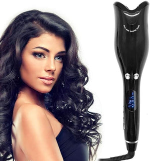 Automatic Ceramic Rotating Hair Curler, Professional Air Spin N Curl Hair Curler for All Hair Types, LCD Digital Display (RED)