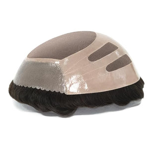 Mens Toupee Wigs Human Hair Pieces Hair Systems for Men Fine Mono Dark Brown Medium Hair Density #2