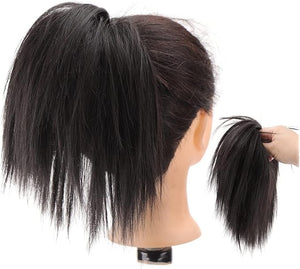 Hair Bun Short Ponytail Extensions Synthetic Straight Hair Hair Bun with Elastic Band Hair Accessories Women Wig Hair Bun Hair Bun Piece(E)